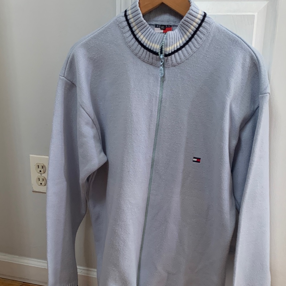 Tommy Hilfiger Men's Zip-Up Sweater in Light Gray